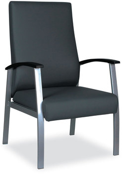Alera® metaLounge Series High-Back Guest Chair 24.6" x 26.96" 42.91", Black Seat, Back, Silver Base