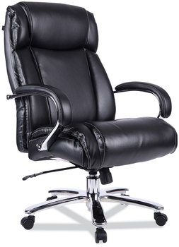 Alera® Maxxis Series Big and Tall Bonded Leather Chair Big/Tall Supports 500 lb, 21.42" to 25" Seat Height, Black Seat/Back, Chrome Base