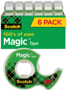 Scotch® Magic™ Tape in Handheld Dispenser 1" Core, 0.75" x 54.17 ft, Clear, 6/Pack