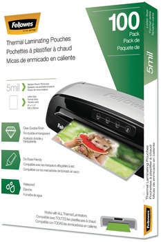 Fellowes® Laminating Pouches 5 mil, 9" x 11.5", Gloss Clear, 100/Pack