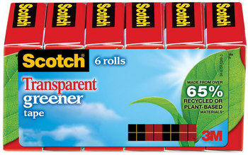 Scotch® Transparent Greener Tape 1" Core, 0.75" x 75 ft, 6/Pack