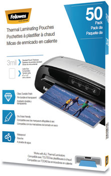 Fellowes® Thermal Laminating Pouches 3 mil, 9" x 11.5", Matte Clear, 50/Pack