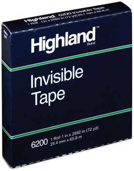 Highland™ Invisible Permanent Mending Tape 3" Core, 1" x 72 yds, Clear