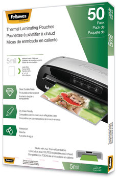 Fellowes® Thermal Laminating Pouches 5 mil, 9" x 11.5", Matte Clear, 50/Pack