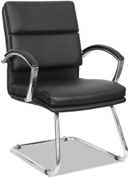 Alera® Neratoli® Slim Profile Guest Chair Stain-Resistant Faux Leather 23.81" x 27.16" 36.61", Black Seat/Back, Chrome Base