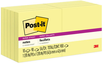 Post-it® Notes Super Sticky Pads in Canary Yellow 1.88" x 90 Sheets/Pad, 10 Pads/Pack