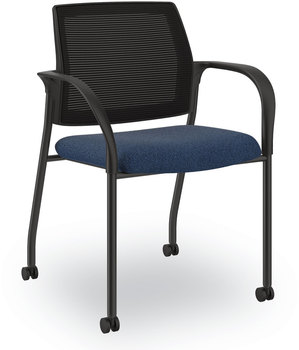 HON® Ignition® Series Guest Chair with Arms 25" x 21.75" 33.5", Navy Seat, Black Back, Base, Ships in 7-10 Business Days