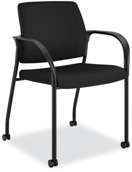 HON® Ignition® Series Guest Chair with Arms Polyester Fabric Seat, 25" x 21.75" 33.5", Black, Ships in 7-10 Business Days