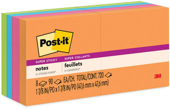 Post-it® Notes Super Sticky Pads in Energy Boost Colors Collection 2" x 90 Sheets/Pad, 8 Pads/Pack