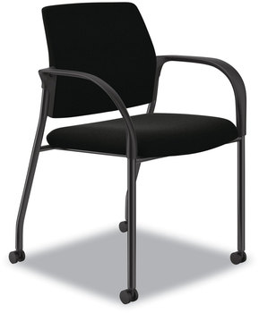 HON® Ignition® Series Guest Chair with Arms Polyurethane Fabric Seat, 25" x 21.75" 33.5", Black, Ships in 7-10 Business Days