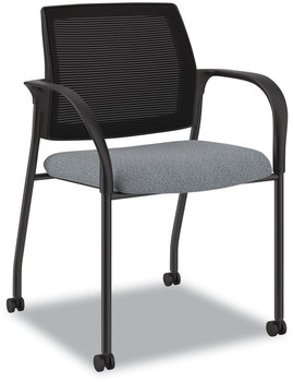 HON® Ignition® Series Mesh Back Mobile Stacking Chair Fabric Seat, 25 x 21.75 33.5, Basalt/Black, Ships in 7-10 Business Days