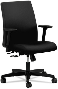 HON® Ignition® Series Fabric Low-Back Task Chair Supports Up to 300 lb, 17" 21.5" Seat Height, Black