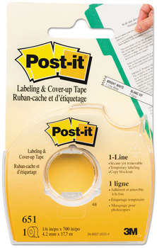 Post-it® Labeling and Cover-Up Tape Non-Refillable, Clear Applicator, 0.17" x 700"