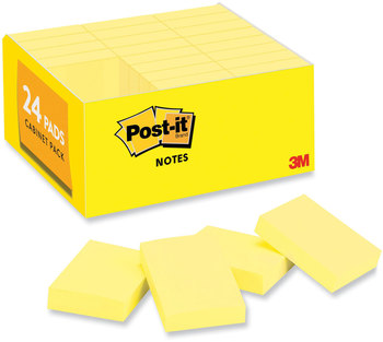 Post-it® Notes Original Pads in Canary Yellow Value Pack, 1.38" x 1.88", 100 Sheets/Pad, 24 Pads/Pack