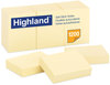A Picture of product MMM-6539YW Highland™ Self-Stick Notes 1.38" x 1.88", Yellow, 100 Sheets/Pad, 12 Pads/Pack