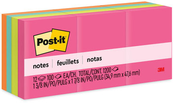 Post-it® Notes Original Pads in Poptimistic Colors Collection 1.38" x 1.88", 100 Sheets/Pad, 12 Pads/Pack
