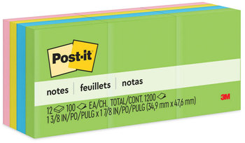 Post-it® Notes Original Pads in Floral Fantasy Colors Collection 1.5" x 2", 100 Sheets/Pad, 12 Pads/Pack