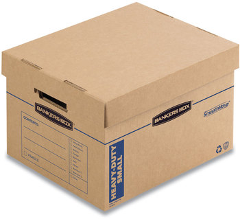 Bankers Box® SmoothMove™ Maximum Strength Moving Boxes Half Slotted Container (HSC), Small, 15" x 12", Brown/Blue, 8/Pack