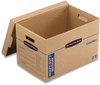 A Picture of product FEL-7710301 Bankers Box® SmoothMove™ Maximum Strength Moving Boxes Half Slotted Container (HSC), Medium, 12.25" x 18.5" 12", Brown/Blue, 8/Pack