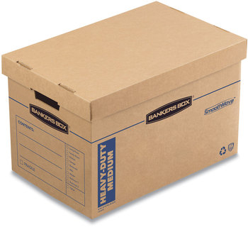 Bankers Box® SmoothMove™ Maximum Strength Moving Boxes Half Slotted Container (HSC), Medium, 12.25" x 18.5" 12", Brown/Blue, 8/Pack