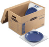 A Picture of product FEL-7710302 Bankers Box® SmoothMove™ Kitchen Moving Kit with Dividers + Foam, Half Slotted Container (HSC), Medium, 12.25" x 18.5" 12", Brown/Blue