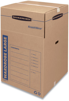 Bankers Box® SmoothMove™ Wardrobe Regular Slotted Container (RSC), 24" x 40", Brown/Blue, 3/Carton