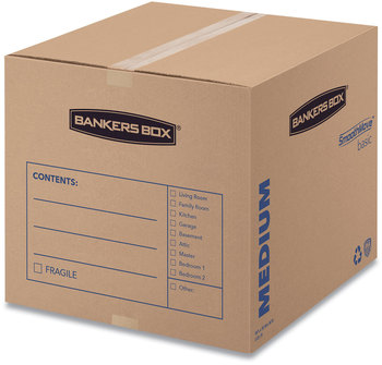 Bankers Box® SmoothMove™ Basic Moving Boxes Regular Slotted Container (RSC), Medium, 18" x 16", Brown/Blue, 20/Bundle