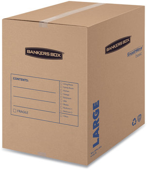 Bankers Box® SmoothMove™ Basic Moving Boxes Regular Slotted Container (RSC), Large, 18" x 24", Brown/Blue, 15/Carton
