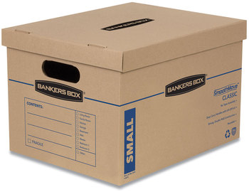 Bankers Box® SmoothMove™ Classic Moving & Storage Boxes Moving/Storage Half Slotted Container (HSC), Small, 12" x 15" 10", Brown/Blue, 10/Carton