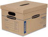 A Picture of product FEL-7714203 Bankers Box® SmoothMove™ Classic Moving & Storage Boxes Moving/Storage Half Slotted Container (HSC), Small, 12" x 15" 10", Brown/Blue, 10/Carton