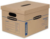 A Picture of product FEL-7714209 Bankers Box® SmoothMove™ Classic Moving & Storage Boxes Moving/Storage Half Slotted Container (HSC), Small, 12" x 15" 10", Brown/Blue, 15/Carton