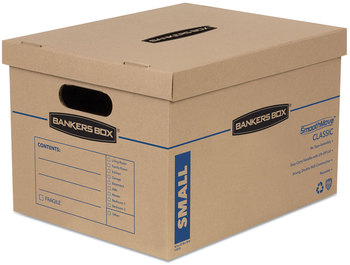 Bankers Box® SmoothMove™ Classic Moving & Storage Boxes Moving/Storage Half Slotted Container (HSC), Small, 12" x 15" 10", Brown/Blue, 20/Carton