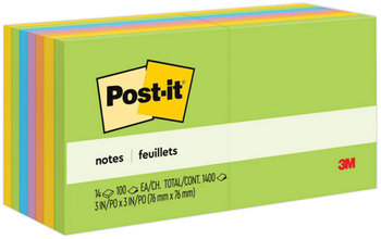 Post-it® Notes Original Pads in Floral Fantasy Colors Collection Value Pack, 3" x 100 Sheets/Pad, 14 Pads/Pack