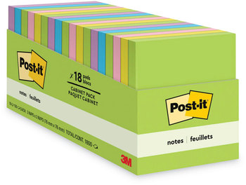 Post-it® Notes Original Pads in Floral Fantasy Colors Collection Cabinet Pack, 3" x 100 Sheets/Pad, 18 Pads/Pack