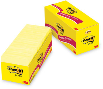 Post-it® Notes Original Pads in Canary Yellow Cabinet Pack, 3" x 90 Sheets/Pad, 18 Pads/Pack