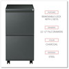 A Picture of product ALE-PBFFCH Alera® File Pedestal with Full-Length Pull Left or Right, 2 Legal/Letter-Size Drawers, Charcoal, 14.96" x 19.29" 27.75"