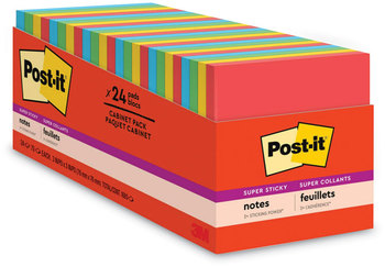 Post-it® Notes Super Sticky Pads in Playful Primary Colors Collection Cabinet Pack, 3" x 70 Sheets/Pad, 24 Pads/Pack