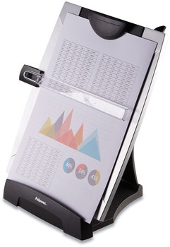 Fellowes® Office Suites™ Desktop Copyholder with Memo Board 150 Sheet Capacity, Plastic, Black/Silver