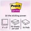 A Picture of product MMM-65424SSCY Post-it® Notes Super Sticky Pads in Canary Yellow Value Pack, 3" x 90 Sheets/Pad, 24 Pads/Pack