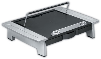 Fellowes® Office Suites™ Monitor Riser Plus 19.88" x 14.06" 4" to 6.5", Black/Silver, Supports 80 lbs