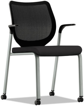 HON® Nucleus® Series Multipurpose Stacking Chair with ilira®-Stretch M4 Back Supports Up to 300 lb, Black Seat/Back, Platinum Base