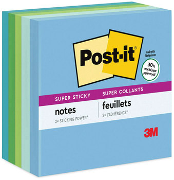 Post-it® Notes Super Sticky Recycled in Oasis Colors Collection 3 x 90 Sheets/Pad, 5 Pads/Pack