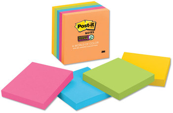 Post-it® Notes Super Sticky Pads in Energy Boost Colors Collection 3" x 90 Sheets/Pad, 5 Pads/Pack