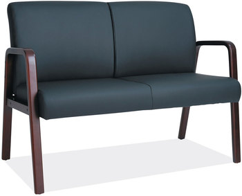Alera® Reception Lounge WL Series Loveseat Wood 44.88w x 26.13d 33h, Black/Mahogany
