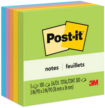 Post-it® Notes Original Pads in Floral Fantasy Colors Collection 3" x 100 Sheets/Pad, 5 Pads/Pack