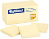 A Picture of product MMM-654918 Highland™ Self-Stick Notes 3" x Yellow, 100 Sheets/Pad, 18 Pads/Pack