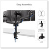 A Picture of product FEL-8042601 Fellowes® Platinum Series Triple Monitor Arm for 27" Monitors, 360 deg Rotation, +85/-20 Tilt, Pan, Black, Supports 20 lb