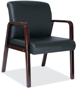 Alera® Reception Lounge WL Series Guest Chair 24.21" x 24.8" 32.67", Black Seat, Back, Mahogany Base