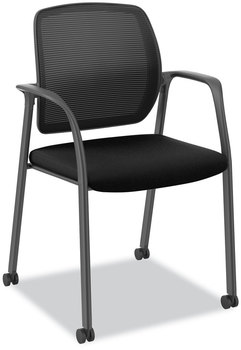 HON® Nucleus® Series Recharge Guest Chair Supports Up to 300 lb, 17.62" Seat Height, Black Seat/Back, Base