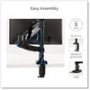 A Picture of product FEL-8043401 Fellowes® Platinum Series Dual Stacking Monitor Arm for 27" Monitors, 360 deg Rotation, 180 Tilt, Pan, Black, Supports 22 lb